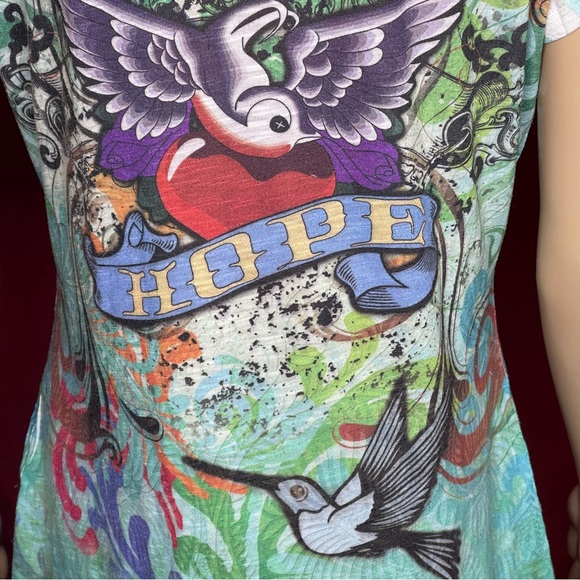 New Mix Y2K Retro Flash Tattoo Sparrow Hope Fitted Tee 2X - Picture 6 of 8